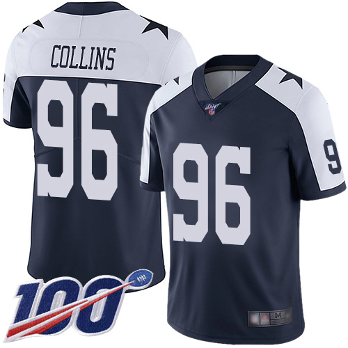 Men Dallas Cowboys Limited Navy Blue Maliek Collins Alternate #96 100th Season Vapor Untouchable Throwback NFL Jersey